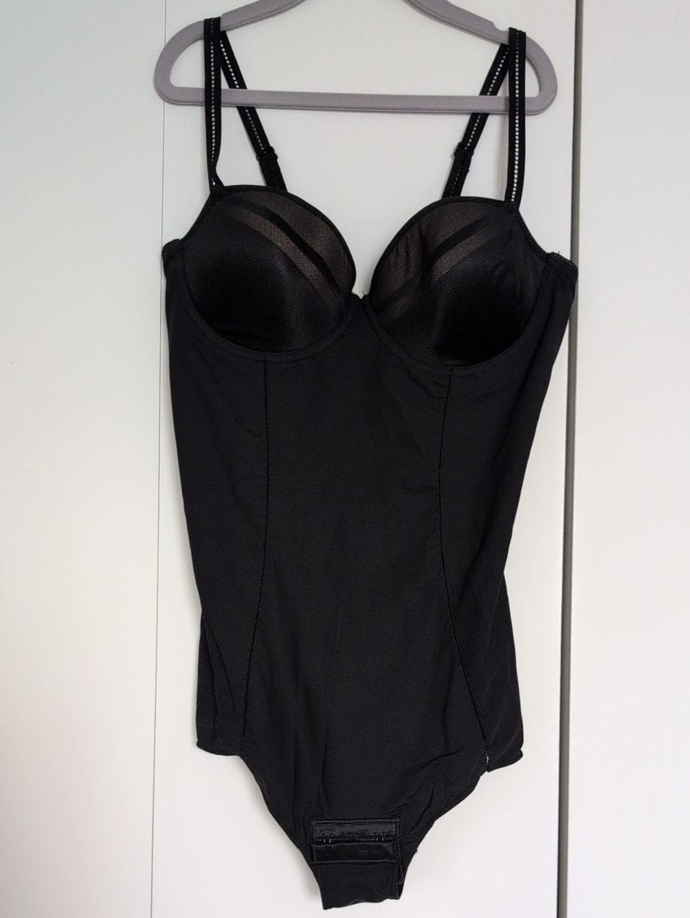 Chantelle Black Sculpting Longline Bodysuit with Underwire Cups